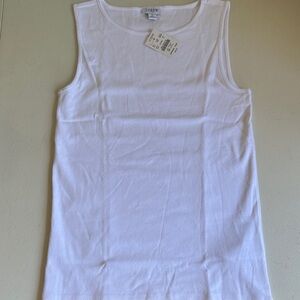 J. Crew White Ribbed Sleeveless Tank Top